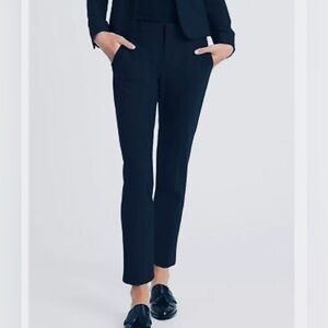 NWT Banana Republic Sz 00p Harper Straight  Wool Crop Ankle Pant Navy Mid rise